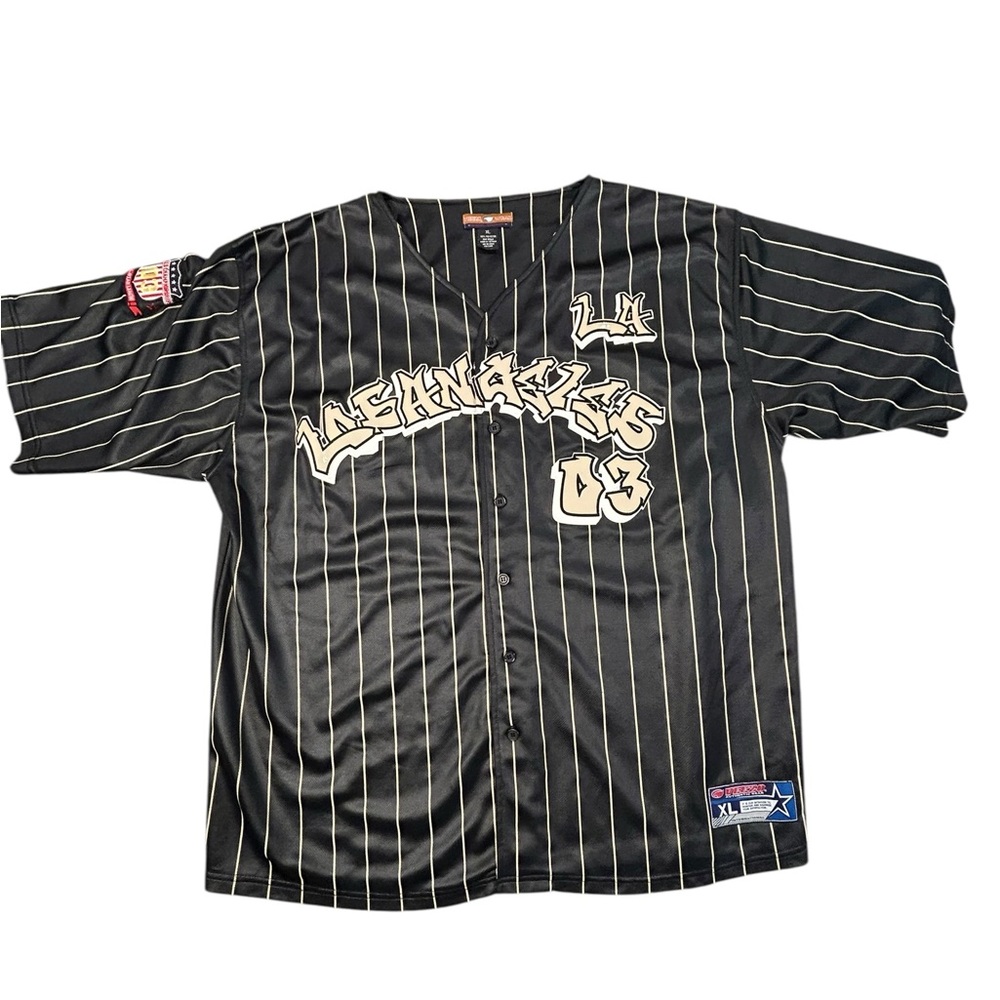 Veezo Wear Set Black‎ Pinstripe Los Angeles 3 Athletic Set Jersey Hip Hop Y2K XL